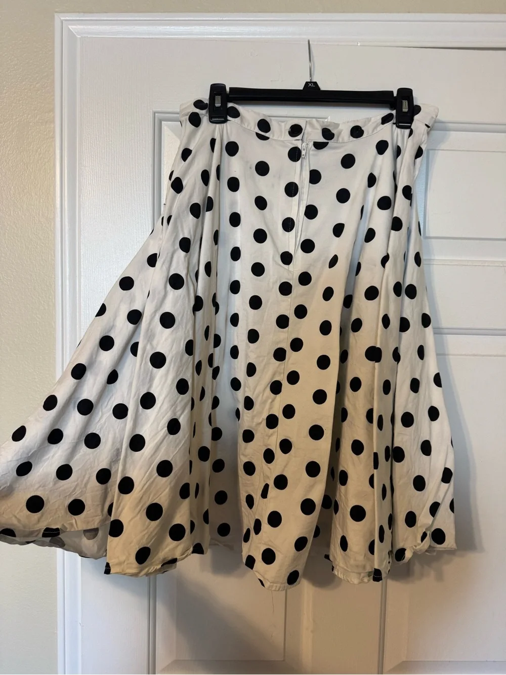 Polka Dot Midi Skirt - Black Dot on White
